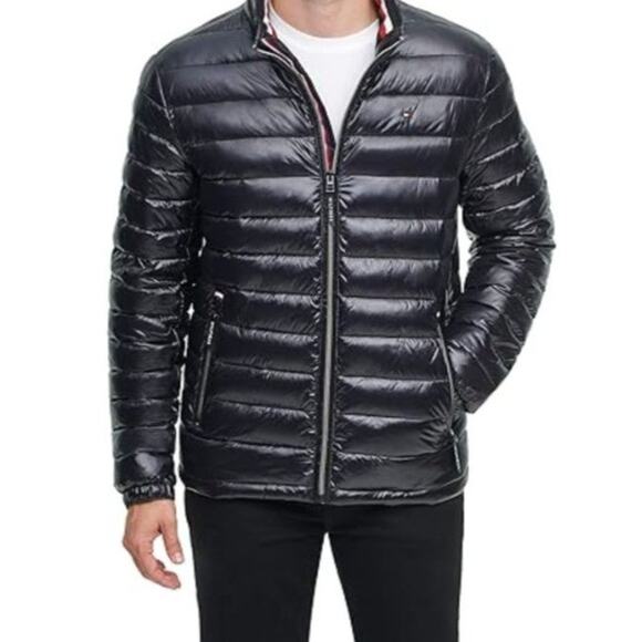 Tommy Hilfiger Ultra Loft Light Weight Puffer Glossy Jacket Mens Size XXL Black - Picture 1 of 16